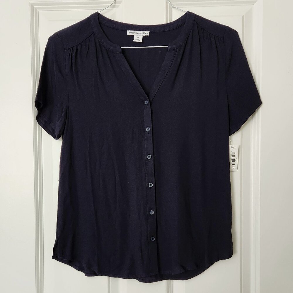 Amazon Essentials Black Short Sleeve Blouse